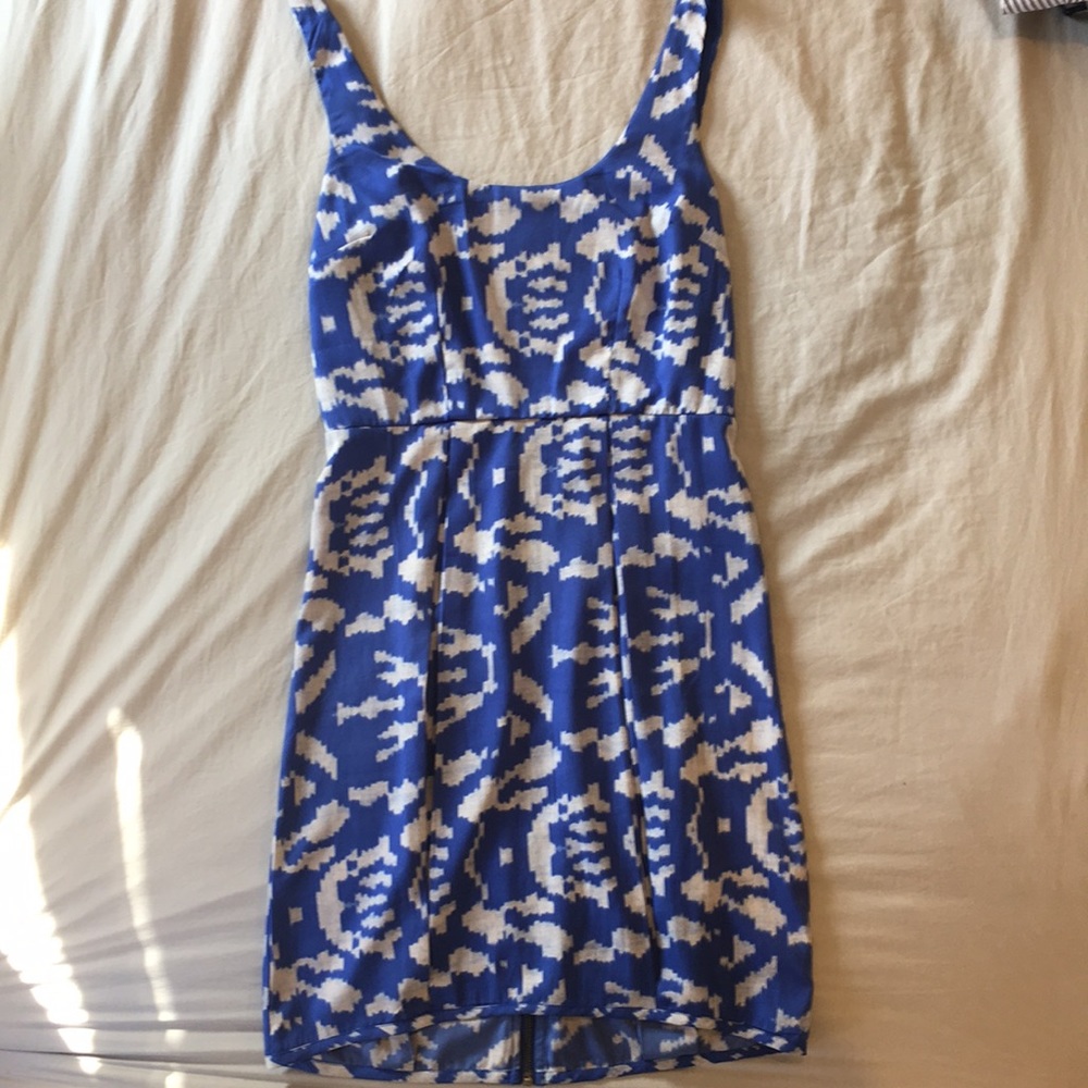 White and blue aztec style dress